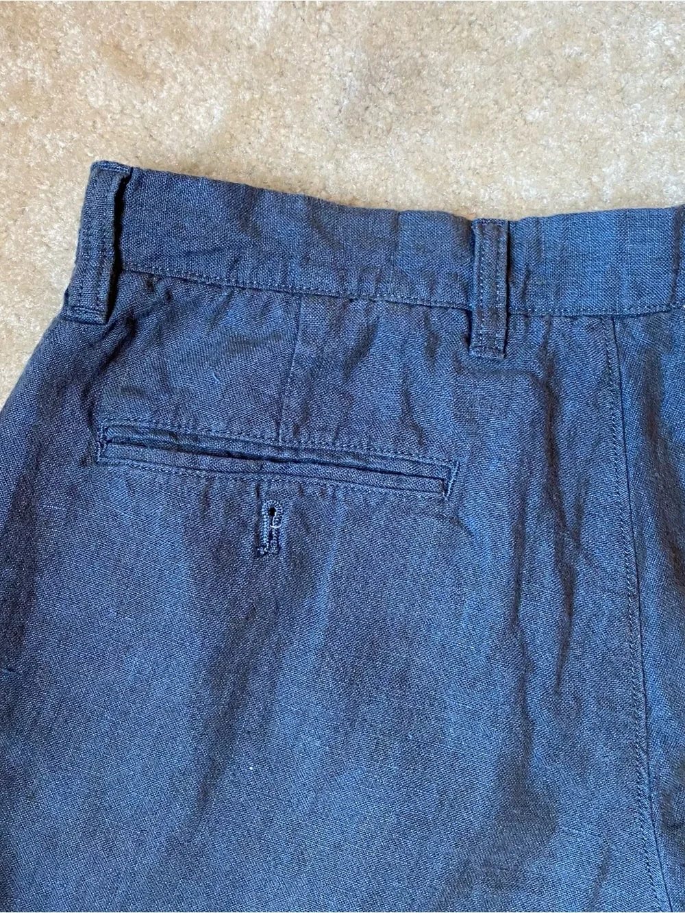 J. Crew Men's Preppy Casual Navy Blue Linen 7” Shorts Size 28” Waist